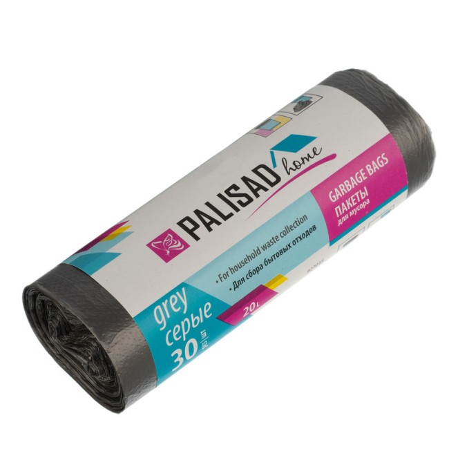Пакеты для мусора 20 л x 30 шт. серые, Home Palisad Пакеты для мусора 20 л x 30 шт. серые, Home Palisad