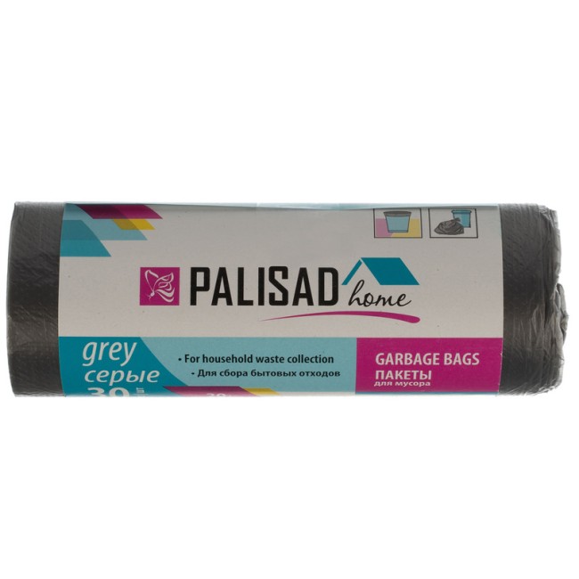 Пакеты для мусора 20 л x 30 шт. серые, Home Palisad Пакеты для мусора 20 л x 30 шт. серые, Home Palisad