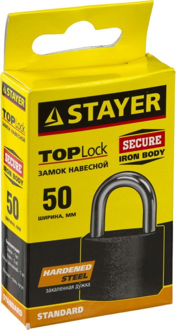 STAYER 50 мм, навесной замок (37160-50) STAYER 50 мм, навесной замок (37160-50)