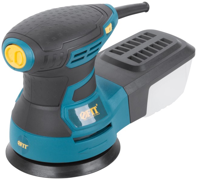 Шлифмашина эксцентриковая 350 Вт; 3000-13000 об/мин; 125 мм; 1,5 кг; липучка; пластик. контейнер; коробка