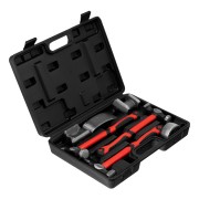 Набор рихтовочный, 3 молотка с фибергласовыми ручками, 4 наковальни, пластиковый бокс Matrix Набор рихтовочный, 3 молотка с фибергласовыми ручками, 4 наковальни, пластиковый бокс Matrix