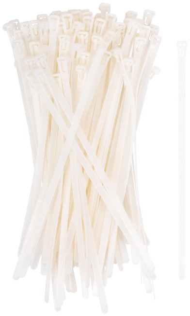 Хомуты нейлоновые многоразовые, белые д/проводов 100 шт., 250х7,5 мм Хомуты нейлоновые многоразовые, белые д/проводов 100 шт., 250х7,5 мм