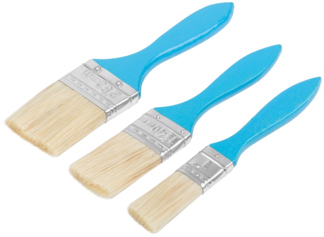 Кисти флейцевые, синяя ручка, набор 3 шт.( 1", 1,5", 2" )