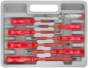 Отвертки изолированные 1000 В, CrV сталь, пластик. ручки, пластиковый кейс, набор 8 шт.+ 1 индикаторная