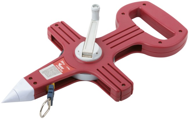 Рулетка геодезическая, стальная лента, красный открытый пластиковый корпус 30 м