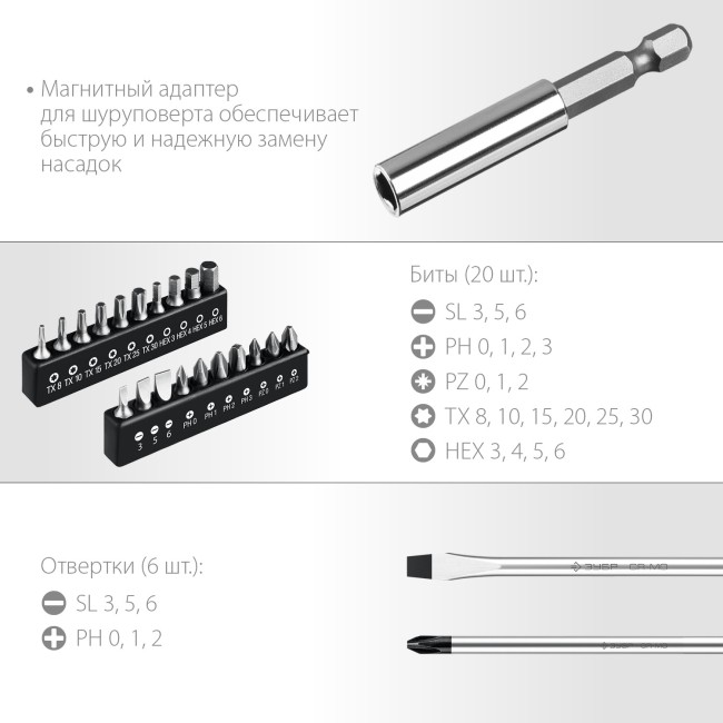 ЗУБР 28 предм., набор отверток, Профессионал (25240)