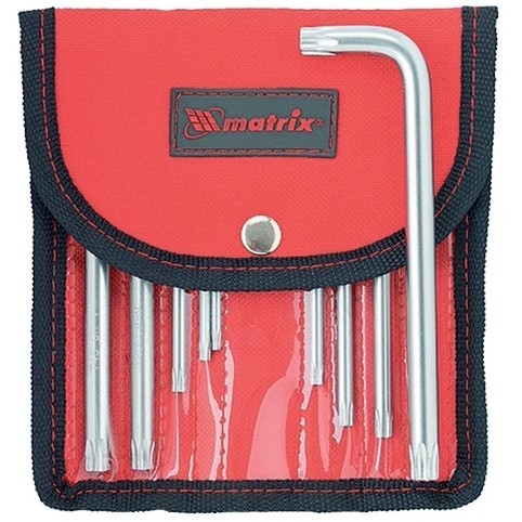 Набор ключей имбусовых Torx -Torx Tamper: 9 шт, T10-T50, CrV, коротких, с сатиновым покрытием, чехол Matrix Набор ключей имбусовых Torx -Torx Tamper: 9 шт, T10-T50, CrV, коротких, с сатиновым покрытием, чехол Matrix