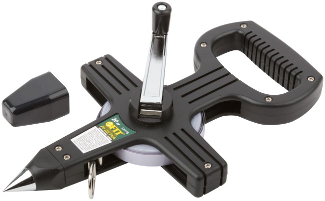 Рулетка геодезическая, стальная лента, черный открытый пластиковый корпус 20 м