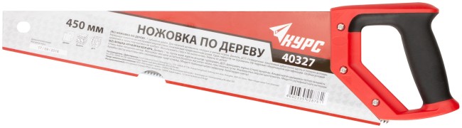 Ножовка по дереву, средний каленый зуб 7 ТPI, 2D заточка, пластиковая прорезиненная ручка 450 мм Ножовка по дереву, средний каленый зуб 7 ТPI, 2D заточка, пластиковая прорезиненная ручка 450 мм