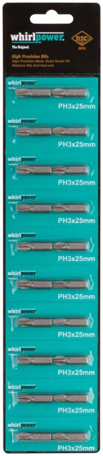 Биты WP, сталь S2, с насечкой, Профи, 25 мм PH3, 20 шт.