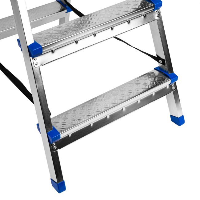 Стремянка двухсторонняя 4 ступени, сталь профиль, стальные ступени, Россия Сибртех Стремянка двухсторонняя 4 ступени, сталь профиль, стальные ступени, Россия Сибртех