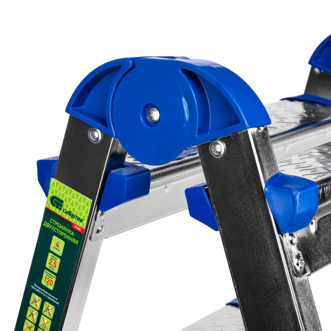 Стремянка двухсторонняя 4 ступени, сталь профиль, стальные ступени, Россия Сибртех Стремянка двухсторонняя 4 ступени, сталь профиль, стальные ступени, Россия Сибртех