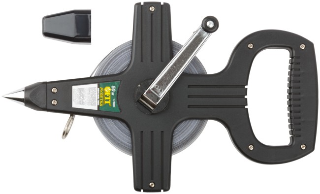 Рулетка геодезическая, стальная лента, черный открытый пластиковый корпус 50 м