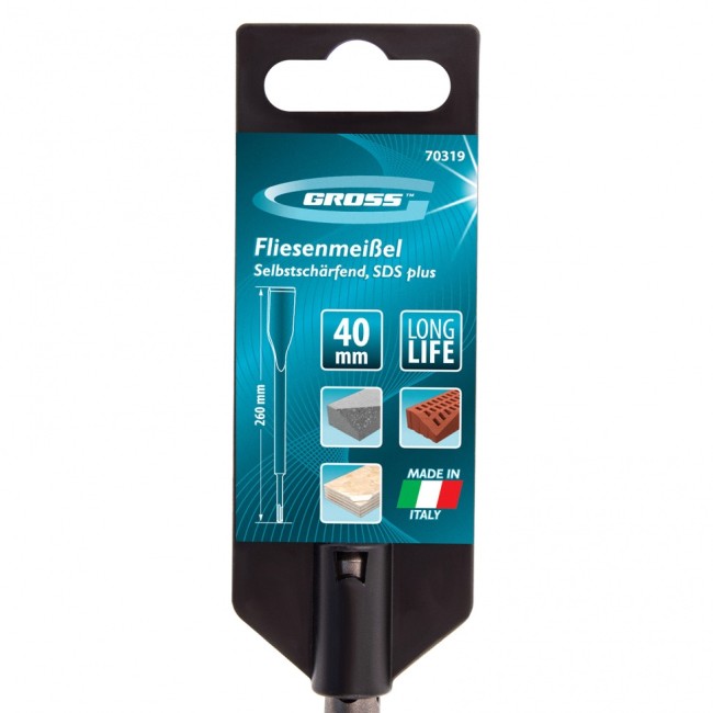 Зубило плоское, изогнутое 40 x 260 мм, SDS Plus Gross Зубило плоское, изогнутое 40 x 260 мм, SDS Plus Gross