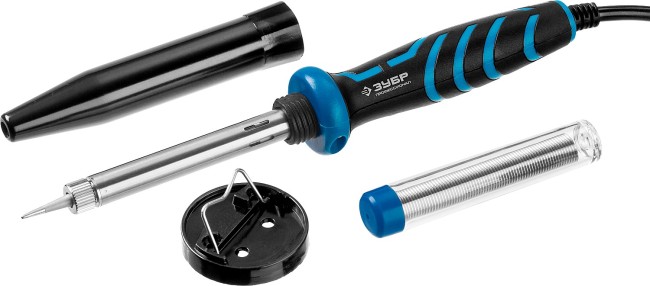 ЗУБР 40 Вт, в наборе: припой + подставка, 2к рукоятка, конус, керамический нагреватель, электропаяльник, Профессионал (55402-40) ЗУБР 40 Вт, в наборе: припой + подставка, 2к рукоятка, конус, керамический нагреватель, электропаяльник, Профессионал (55402-40)