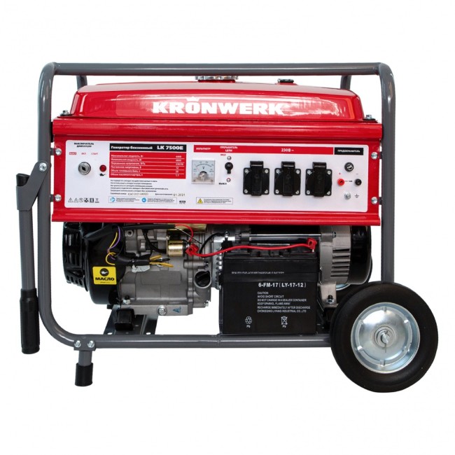 Генератор бензиновый LK 7500E, 6.5 кВт, 230 В, бак 25 л, электростартер Kronwerk Генератор бензиновый LK 7500E, 6.5 кВт, 230 В, бак 25 л, электростартер Kronwerk