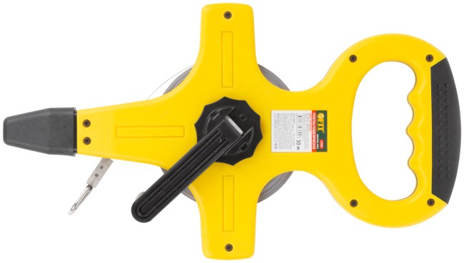 Рулетка геодезическая, стальная лента, желтый открытый пластиковый корпус, прорезиненная ручка 30 м Рулетка геодезическая, стальная лента, желтый открытый пластиковый корпус, прорезиненная ручка 30 м