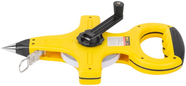 Рулетка геодезическая, стальная лента, желтый открытый пластиковый корпус, прорезиненная ручка 30 м Рулетка геодезическая, стальная лента, желтый открытый пластиковый корпус, прорезиненная ручка 30 м