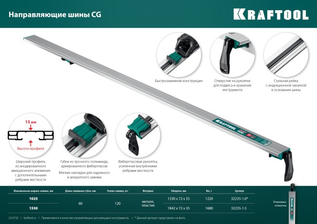 KRAFTOOL CG-100, 1000 мм, направляющая шина (32235-1.0)