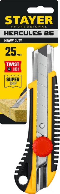 STAYER HERCULES-25, 25 мм, нож с винтовым фиксатором, Professional (09141)