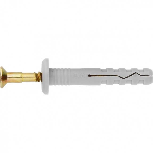 Дюбель-гвоздь полипропиленовый грибовидный бортик 6 x 40 мм, 200 шт Сибртех