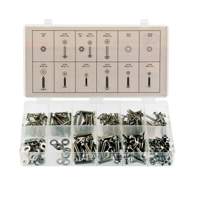 Набор саморезов, винтов, гаек, шайб, 347 предмет Сибртех Набор саморезов, винтов, гаек, шайб, 347 предмет Сибртех