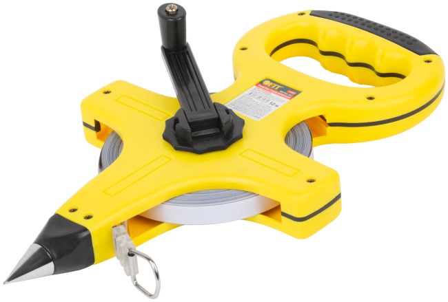 Рулетка геодезическая, стальная лента, желтый открытый пластиковый корпус, прорезиненная ручка 50 м Рулетка геодезическая, стальная лента, желтый открытый пластиковый корпус, прорезиненная ручка 50 м