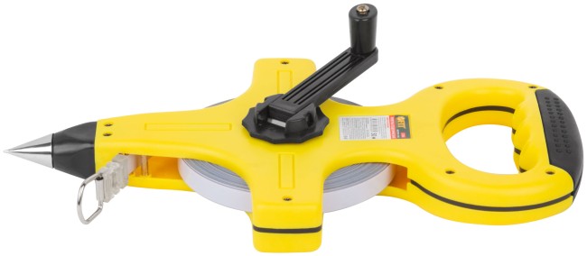 Рулетка геодезическая, стальная лента, желтый открытый пластиковый корпус, прорезиненная ручка 50 м Рулетка геодезическая, стальная лента, желтый открытый пластиковый корпус, прорезиненная ручка 50 м