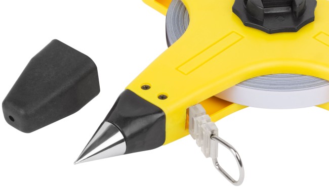 Рулетка геодезическая, стальная лента, желтый открытый пластиковый корпус, прорезиненная ручка 50 м Рулетка геодезическая, стальная лента, желтый открытый пластиковый корпус, прорезиненная ручка 50 м