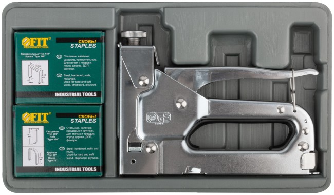 Степлер для широких скоб 4-в-1 "тип 140" 6-14 мм, с регул.удара, мет.корп., Профи, в чемоданчике+скобы
