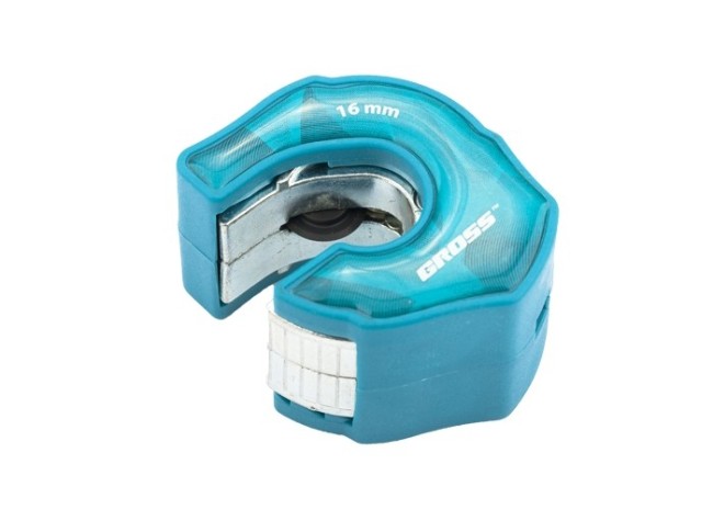 Труборез ладонный "Piranha", 16 мм, 1/2, автоматическая регулировка зажима трубы, трещотка с храповым механизмом, отверстие 1/4 Gross