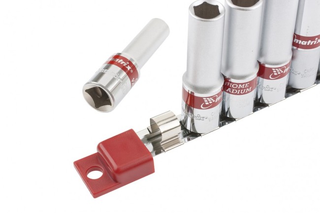 Набор удлиненных торцевых головок 1/2", 6 гранные, CrV, 10-22мм, 10 штук Matrix