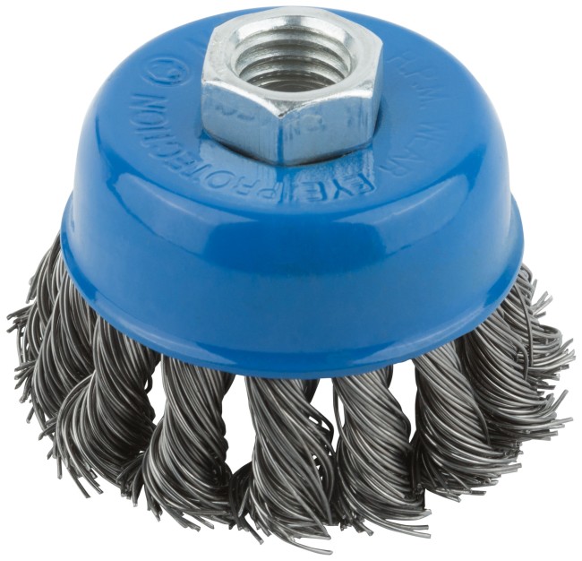 Корщетка, тип "чашка", гайка М14, стальная витая проволока 65 мм Корщетка, тип "чашка", гайка М14, стальная витая проволока 65 мм