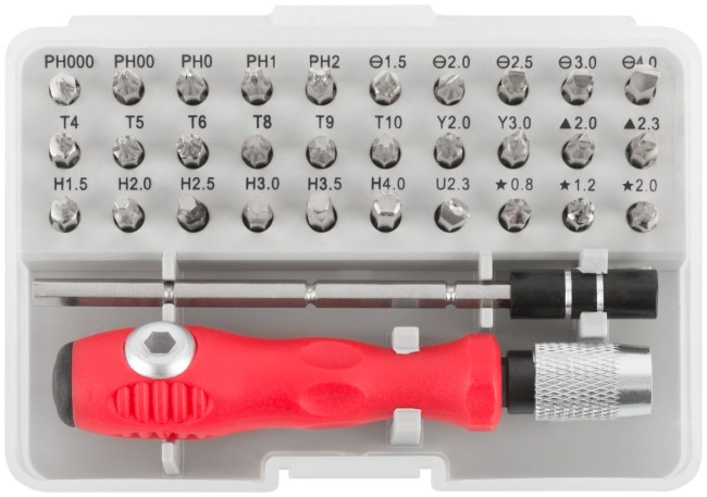 Отвертка с битами для точных работ, 30 бит, удлинитель, в пластиковом боксе Отвертка с битами для точных работ, 30 бит, удлинитель, в пластиковом боксе