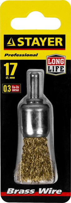 STAYER 17 мм, витая стальная латунированная проволока 0.3 мм, щетка кистевая для дрели (35113-17)