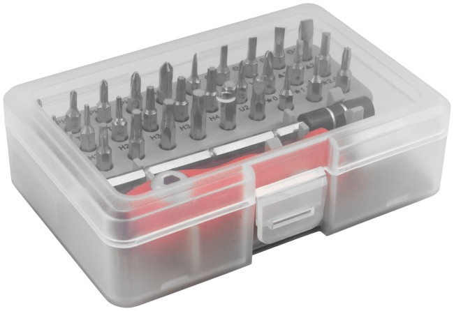 Отвертка с битами для точных работ, 30 CrV бит, удлинитель, в пластиковом боксе