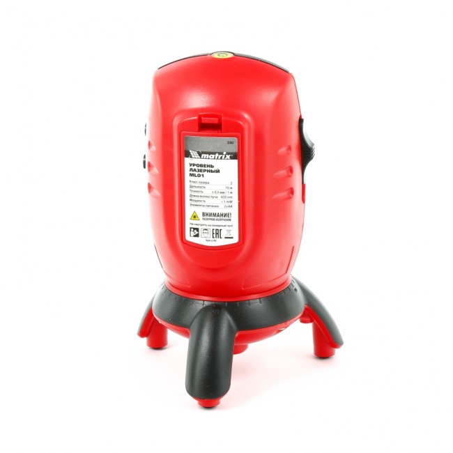 Уровень лазерный ML01T, дальность 10 м, точность ± 0,5 мм, / 1 м, длина волны 650 нм, проекция 1 вертикальная 1 горизонтальная плоскость, резьба под штатив 5/8" Matrix