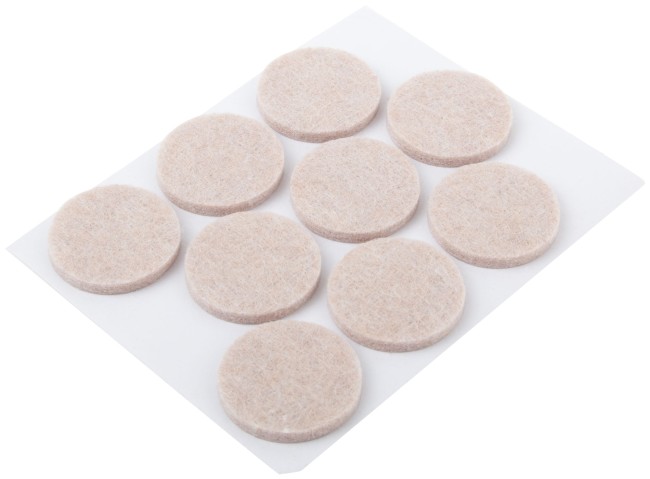 Подкладки для мебели самоклеющиеся круглые 25 мм, 9 шт., войлок