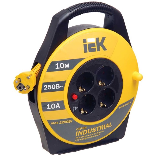 Удлинитель на катушке IEK 4х10м УК10 с термозащитой 3х1.0 Industrial WKP14-10-04-10 277734