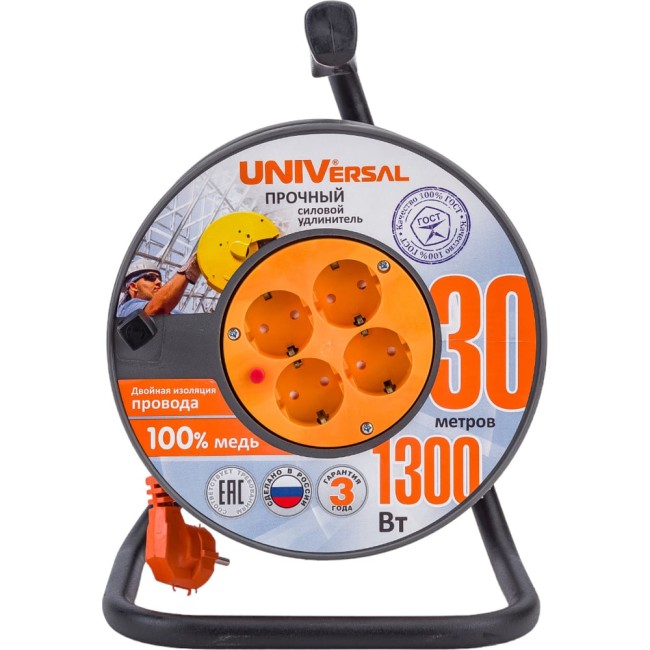 Удлинитель на катушке UNIVersal ВЕМ-250 термо ПВС 3*0,75 30м 9634153 1680