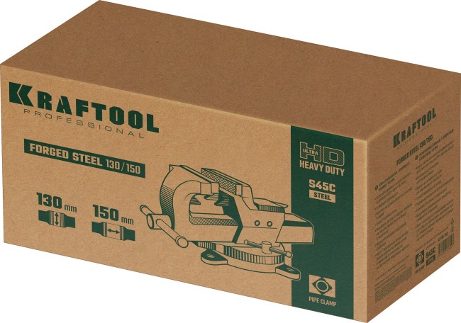 KRAFTOOL Forge-130/150, с регулировкой компенсации люфта, кованые стальные тиски (32700-150)