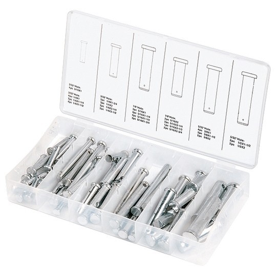 Набор штифтов с головкой и отверстием под шплинт, 60 предметов Сибртех Набор штифтов с головкой и отверстием под шплинт, 60 предметов Сибртех