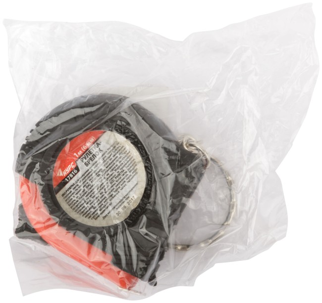 Рулетка-брелок, обрезиненный корпус  1 м х 6 мм