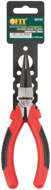 Круглогубцы "Стандарт", красно-черные пластиковые ручки, полированная сталь 165 мм