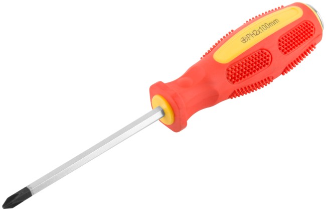 Отверткa ударная, CrV сталь, шестигранное сквозное жало с бойком, прорезиненная ручка 6х100 мм PH2 Отверткa ударная, CrV сталь, шестигранное сквозное жало с бойком, прорезиненная ручка 6х100 мм PH2