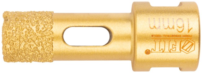 Коронка кольцевая для УШМ, М14, по керамограниту, камню и кафелю алмазная, вакуумное спекание 16х60 мм