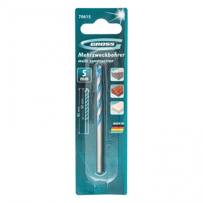 Сверло по бетону, Multiconstruction Pro, 5 мм Gross Сверло по бетону, Multiconstruction Pro, 5 мм Gross