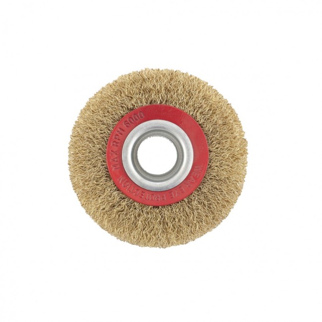 Щетка для точила, 100 мм, посадка 20 мм, плоская, латунир. витая проволока Matrix