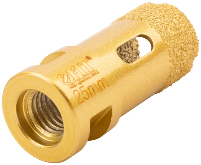 Коронка кольцевая для УШМ, М14, по керамограниту, камню и кафелю алмазная, вакуумное спекание 25х60 мм