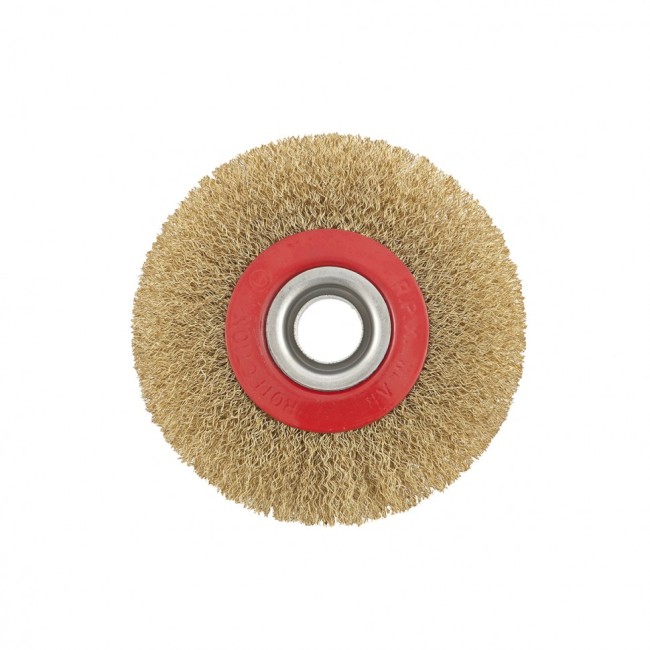 Щетка для точила, 125 мм, посадка 20 мм, плоская, латунированная витая проволока Matrix